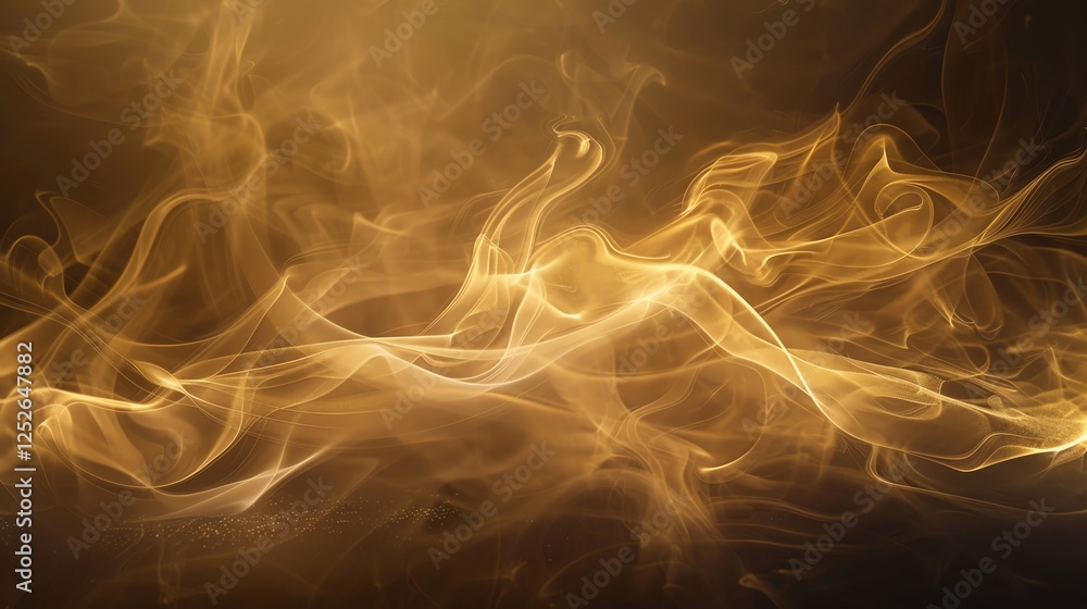 Fototapeta premium Abstract background with swirling, luminous, golden smoke-like shapes.