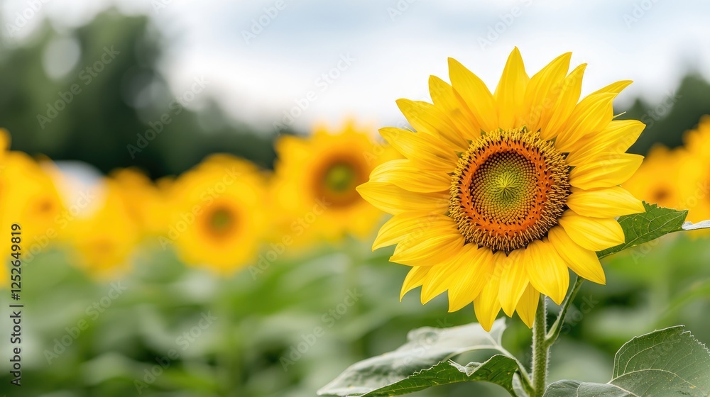 Fototapeta premium Sunflower field summer day, bright blooms