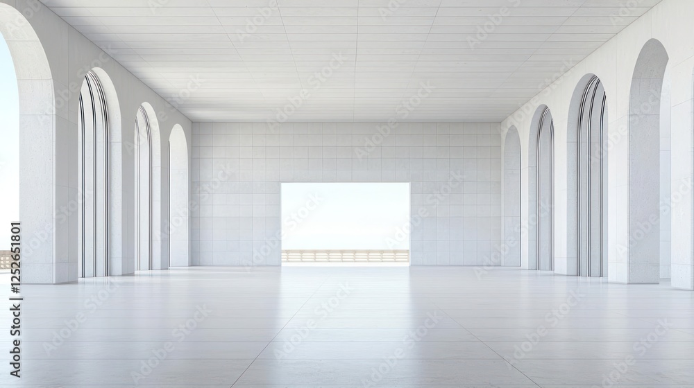 Spacious White Room with Archways and Ocean View Spacious White Room with Archways and Ocean View