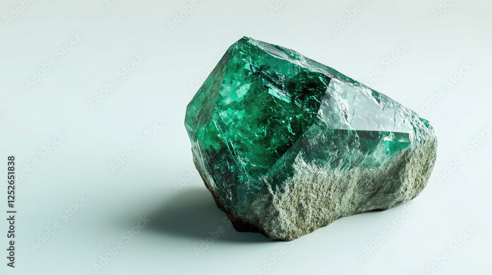 Fototapeta premium Beautiful Green Crystals on White Background