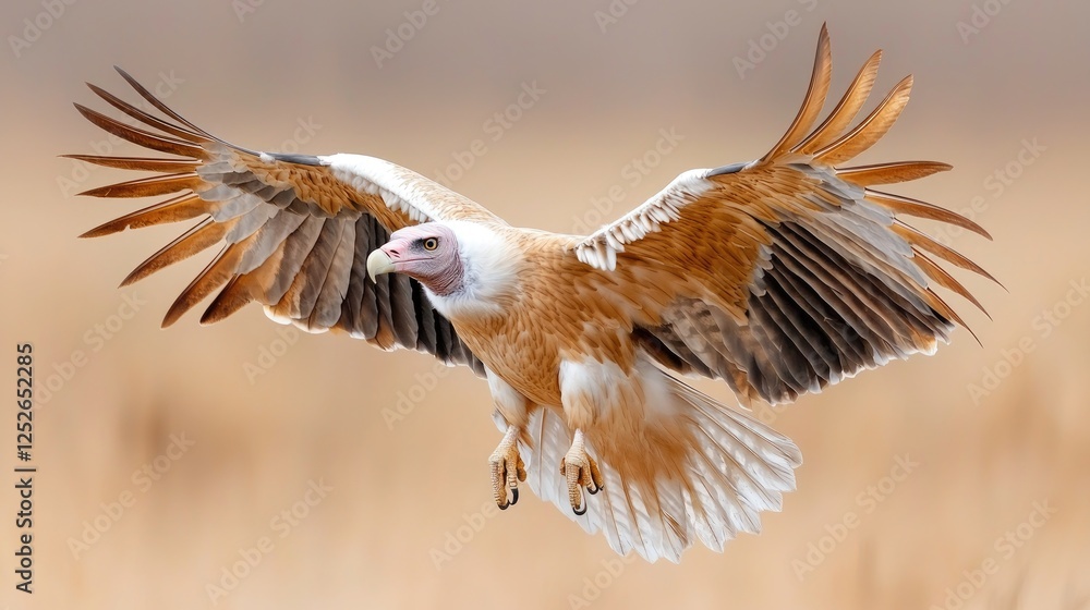 Pale Vulture in Flight over Grassland Pale Vulture in Flight over Grassland