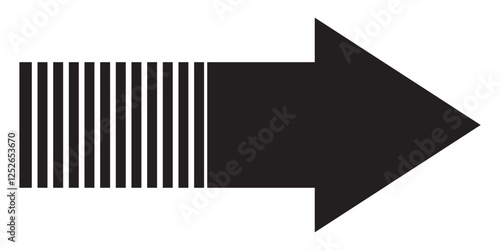 Long arrow. Black arrow pointing right. Black large arrow pointing right. Bold thine long arrow. Vector illustration. Long arrow icon Vector.  Long arrow isolated on white background.
