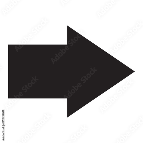 Long arrow. Black arrow pointing right. Black large arrow pointing right. Bold thine long arrow. Vector illustration. Long arrow icon Vector.  Long arrow isolated on white background.