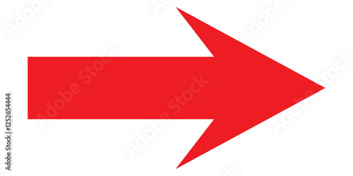 Long arrow icon. Vector trendy long arrow. Red horizontal long arrow vector. Red long arrow pointing to right site in isolated background. Vector illustration. Red long bold arrow icon vector 