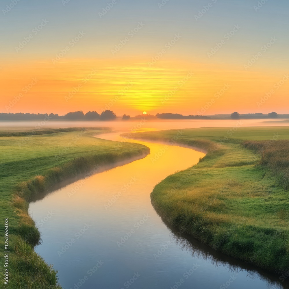 Serene Sunrise over a Winding River Serene Sunrise over a Winding River