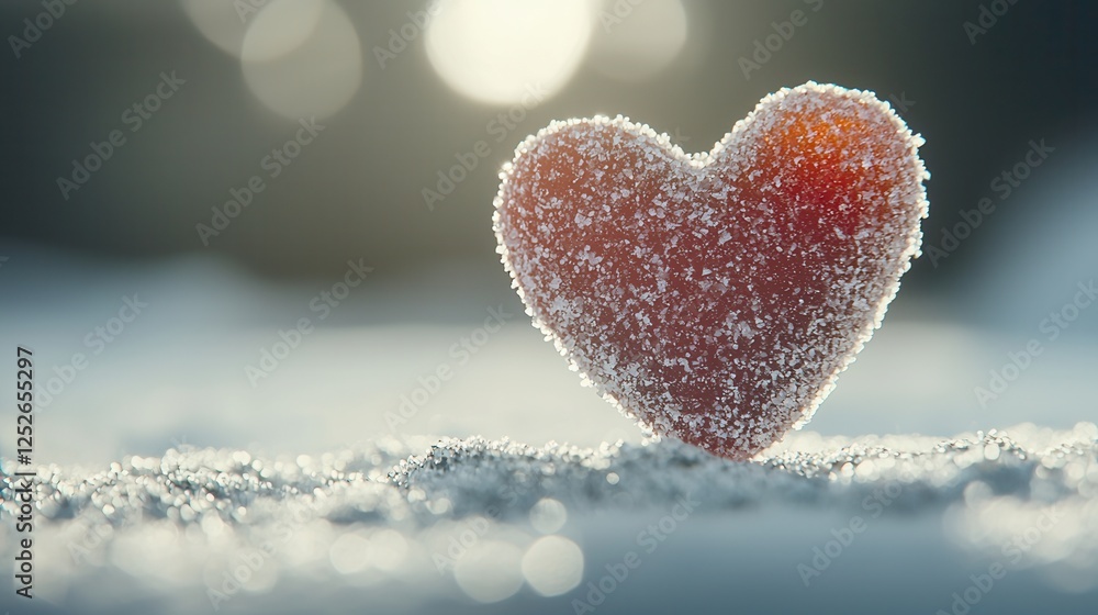 Fototapeta premium Heart Candy on Snowy Ground A Winter Scene.keywords