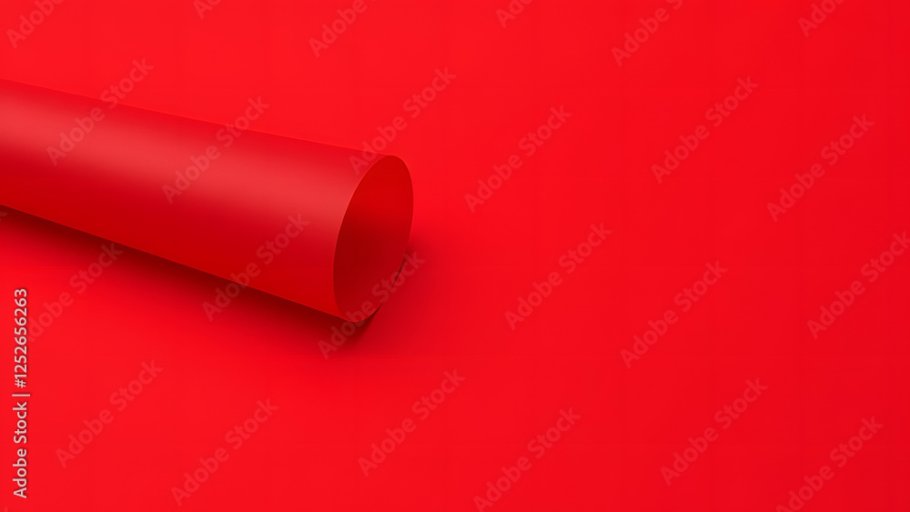 A rolled red paper scroll isolated on white A rolled red paper scroll isolated on white