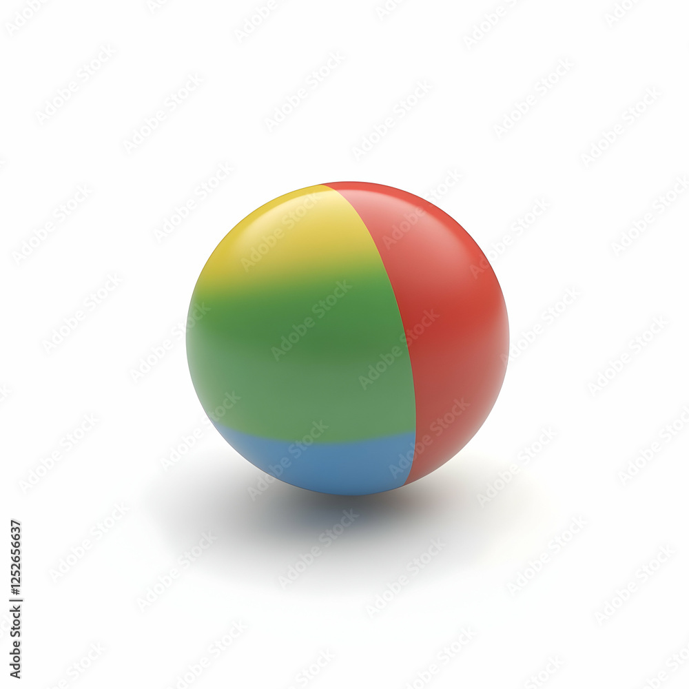 Colorful beach ball on white background; summer fun Colorful beach ball on white background; summer fun