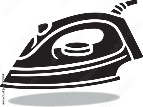 Steam Iron Icon Silhouette Vector Illustration