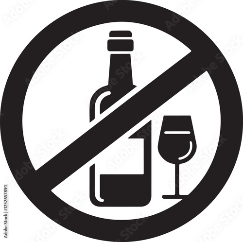 Alcohol-Free Zone Sign Vector | Black Silhouette Design