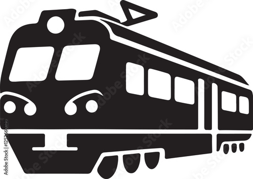 Train Silhouette Vector Symbol on Clean White Background