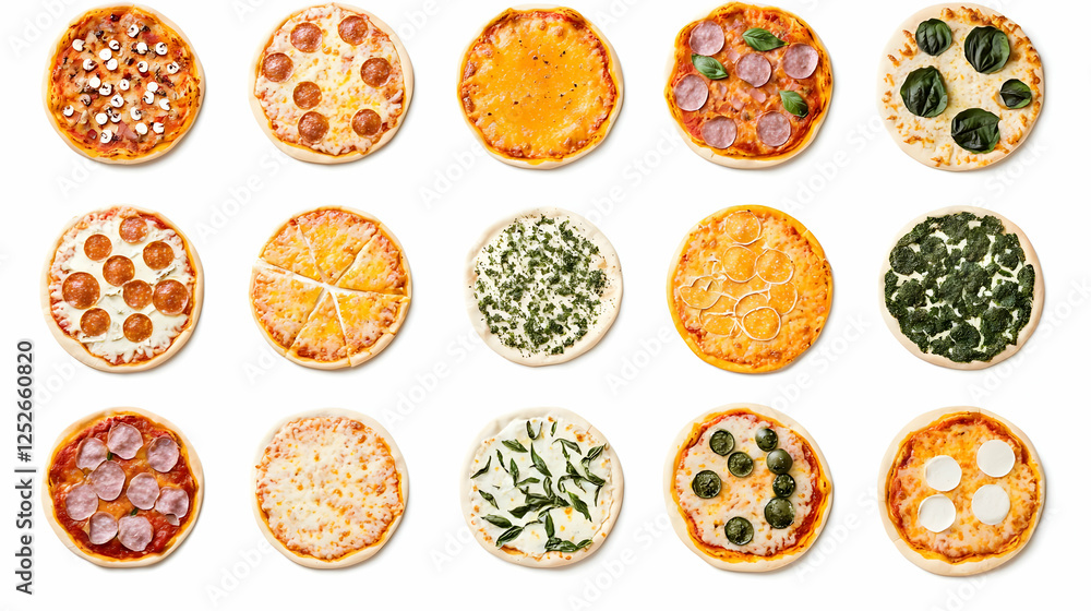 Assortment of Mini Pizzas with Various Toppings Assortment of Mini Pizzas with Various Toppings