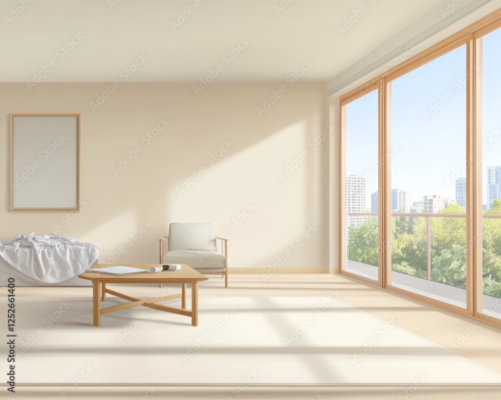 Fototapeta premium Modern Apartment Interior Under Construction with Natural Light