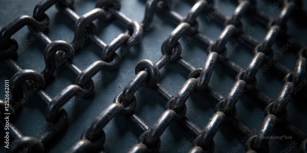 Interlocking Metal Links A Textured Study of Strength and Resilience in a Dark Setting Interlocking Metal Links A Textured Study of Strength and Resilience in a Dark Setting