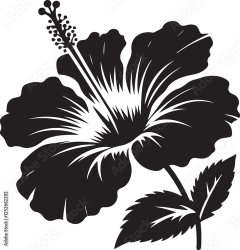 Hibiscus Flower Silhouette Art | Elegant Floral Vector