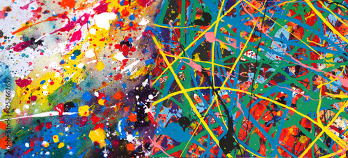Abstract Art painting colorful paint panorama background colors texture design illustration..