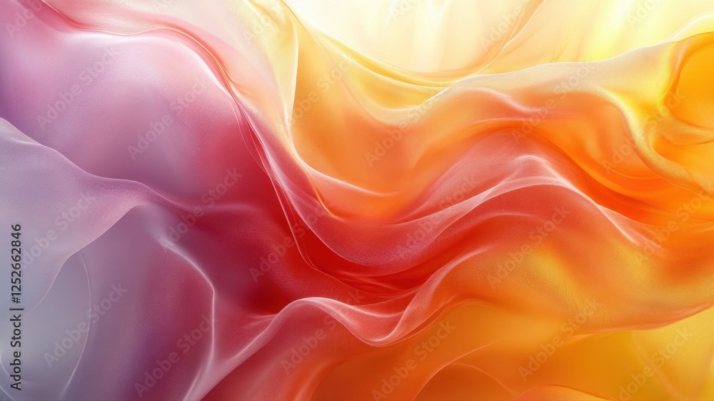 Fototapeta premium Colorful Flowing Silk Fabrics with Soft Waves and Light Effects