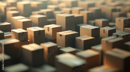 Cardboard boxes city sunrise logistics warehouse