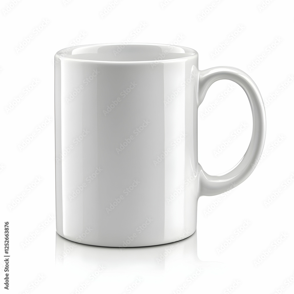 White mug, isolated, studio shot, reflection, design mockup White mug, isolated, studio shot, reflection, design mockup