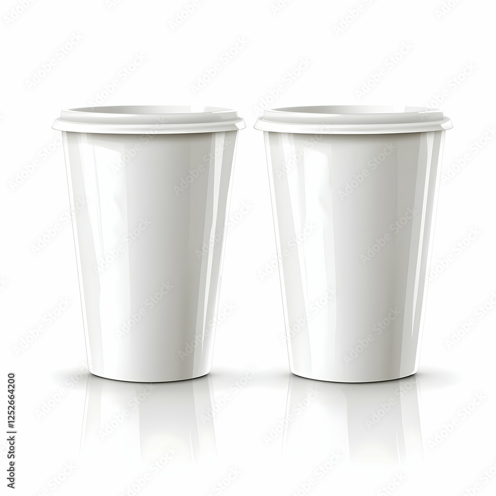Two blank white paper cups, studio shot Two blank white paper cups, studio shot