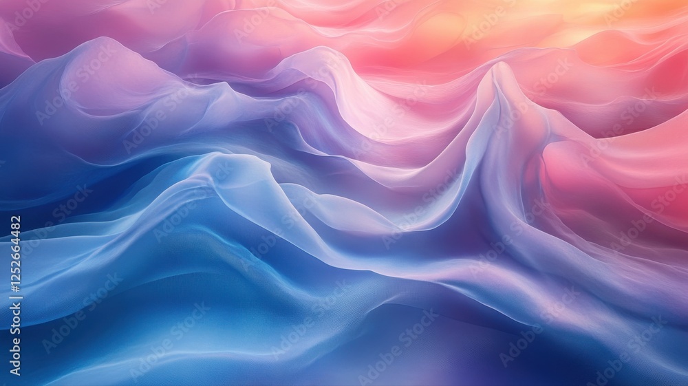 Obraz premium Soft Colorful Waves in Abstract Digital Art Landscape Design