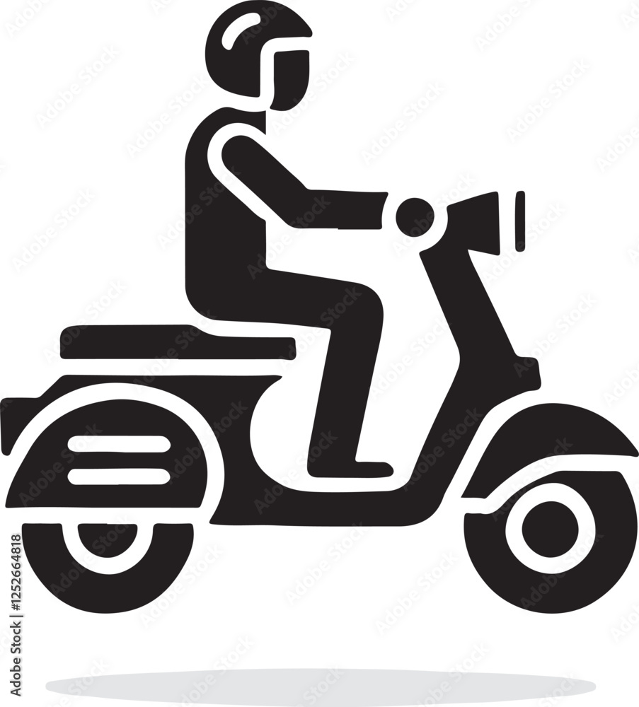 Scooter Icon Silhouette Vector Art with Clean White Background Scooter Icon Silhouette Vector Art with Clean White Background