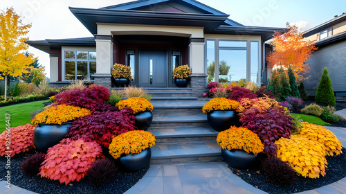 Autumnal House Exterior Lan...