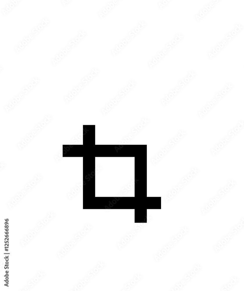 Black minimalist crop icon. Image cropping symbol suitable for UI/UX, photo editing apps, graphic design and creative software. Black minimalist crop icon. Image cropping symbol suitable for UI/UX, photo editing apps, graphic design and creative software.