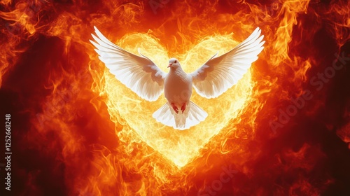 Holy Spirit Dove in Fiery Heart
