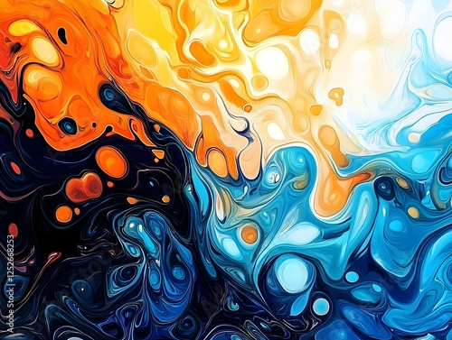 Abstract Swirls, Blue Orang...