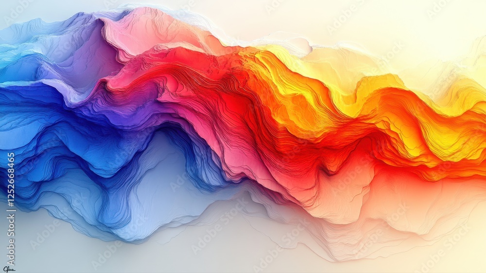 Colorful Abstract Waves of Fabric Flowing in Bright Shades and Tones Colorful Abstract Waves of Fabric Flowing in Bright Shades and Tones
