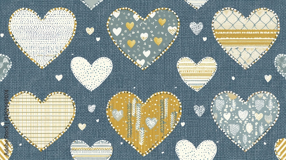 Patchwork Hearts Seamless Pattern Design Patchwork Hearts Seamless Pattern Design