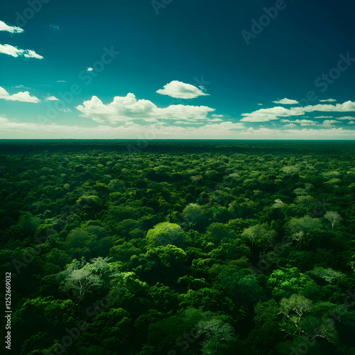Aerial View Lush Rainforest...