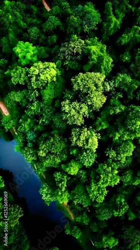 Aerial View Lush Green Fore...