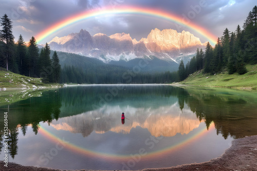 Rainbow over Mountain Lake ...