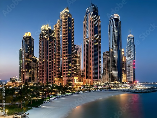 Coastal Skyscrapers at Dusk