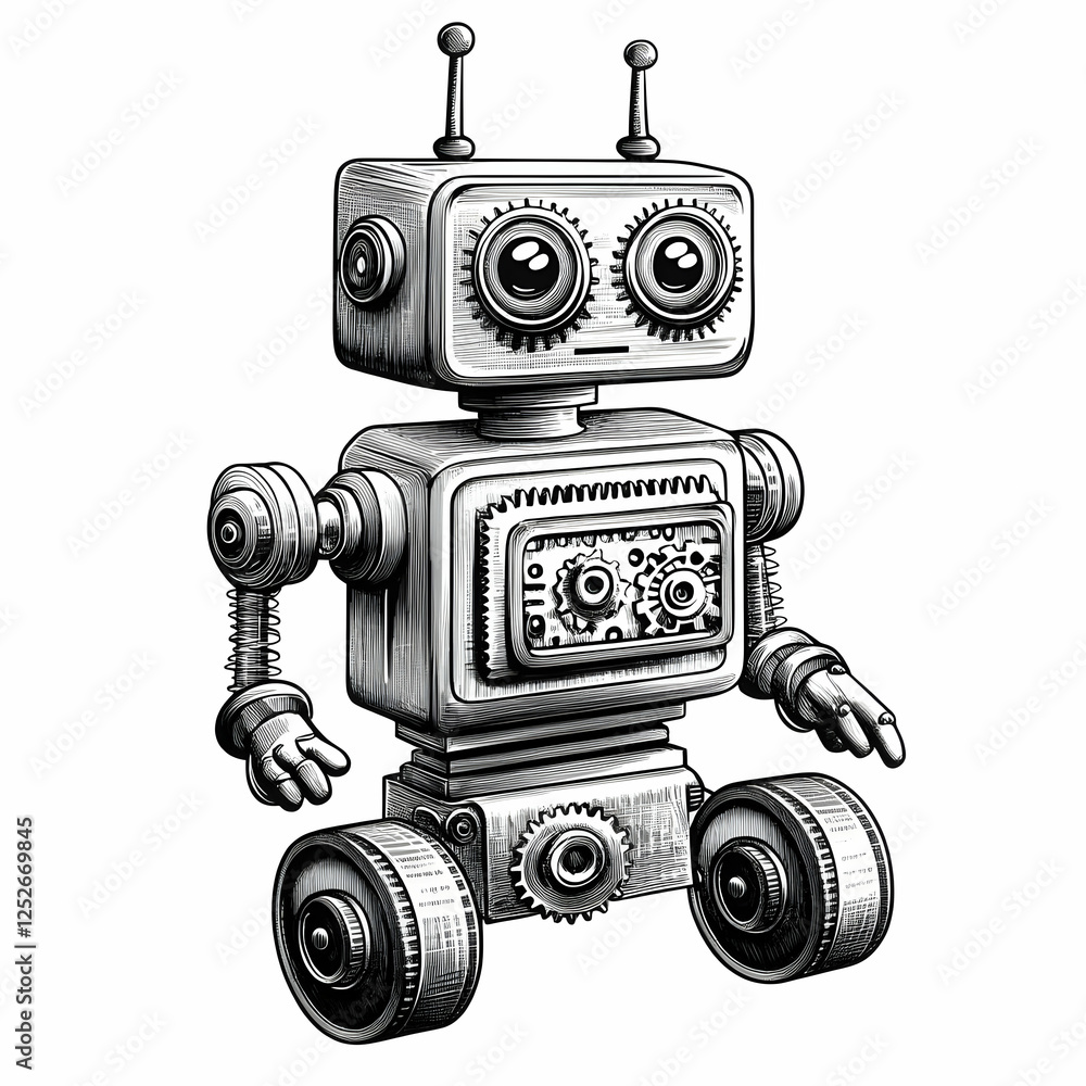 Fototapeta premium Vintage Robot Illustration