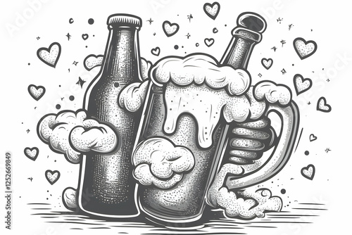 Cheers Love Beer Mug Illust...