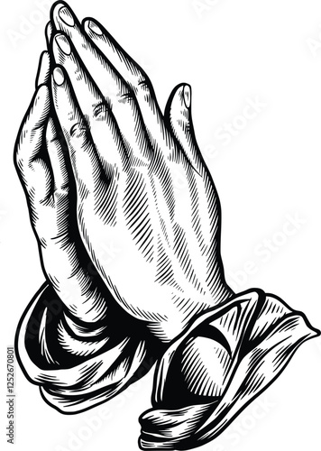 hand drawn vector illustration of praying hands