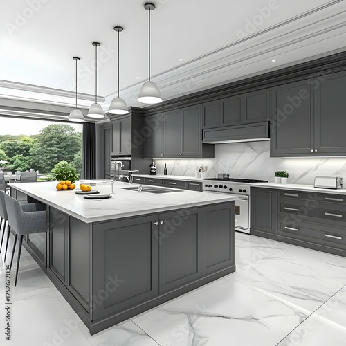 Modern Kitchen 3D Illustration