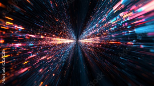 Abstract Neon Light Burst in Motion - Technological Energy and Speed Background