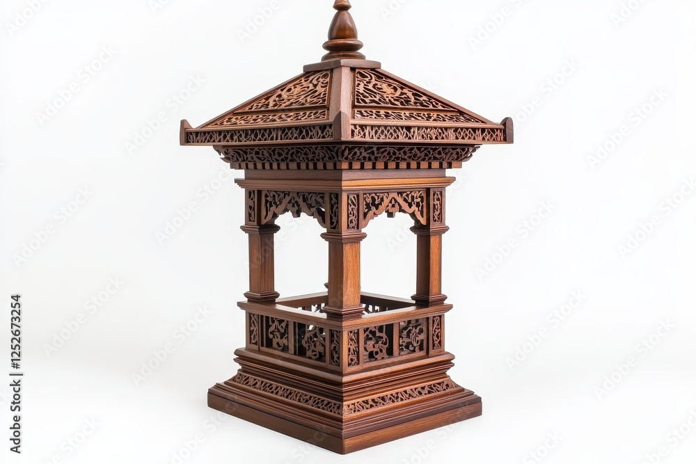 Intricately Carved Wooden Pavilion with Traditional Design Elements Intricately Carved Wooden Pavilion with Traditional Design Elements