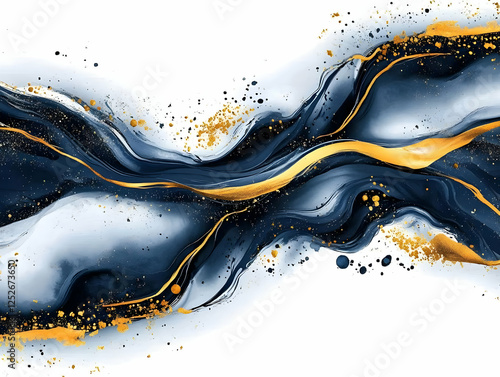 Abstract Gold & Blue Liquid...