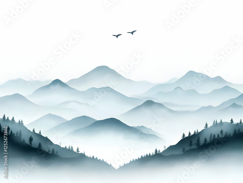 Misty Mountain Illustration