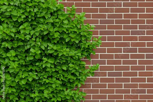 Lush Green Foliage on Brick...