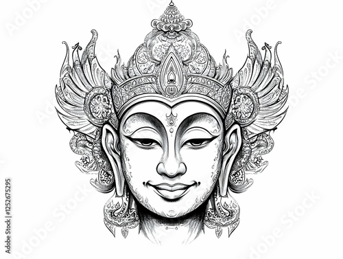 Ornate Serene Buddha Illust...