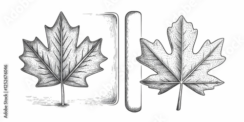 Engraved Maple Leaves Illus...