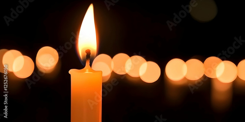 Burning Candle with Warm Gl...
