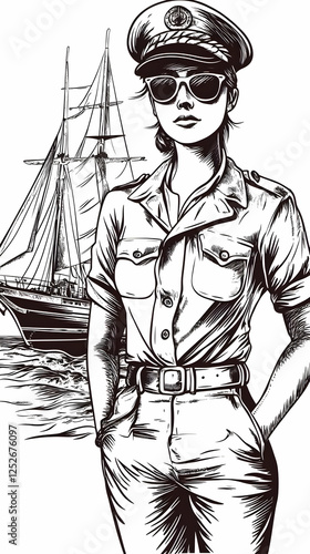 Woman Sailor Illustration, ...