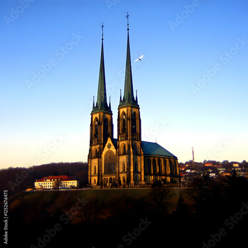 Twin Spire Church at Sunset...